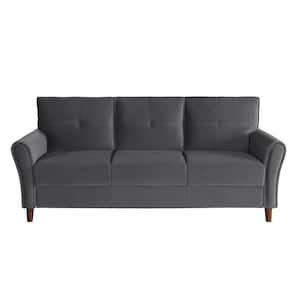 Halton 80 in. W Flared Arm Velvet Rectangle Sofa in. Gray