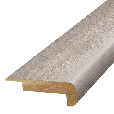 Silver 0.75 in. T x 2.37 in. W x 78.7 in. L Textured Wood Look Laminate Moulding/Trim Stair Nose Molding