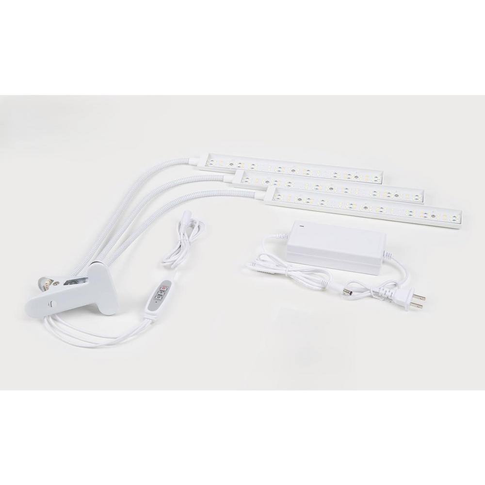 2.20 ft. 24-Watt Equivalent White Grow Light Full Spectrum Tri-Head 156 LED with Timer Gooseneck and Clamp, Bright White price history on PriceWatchPro