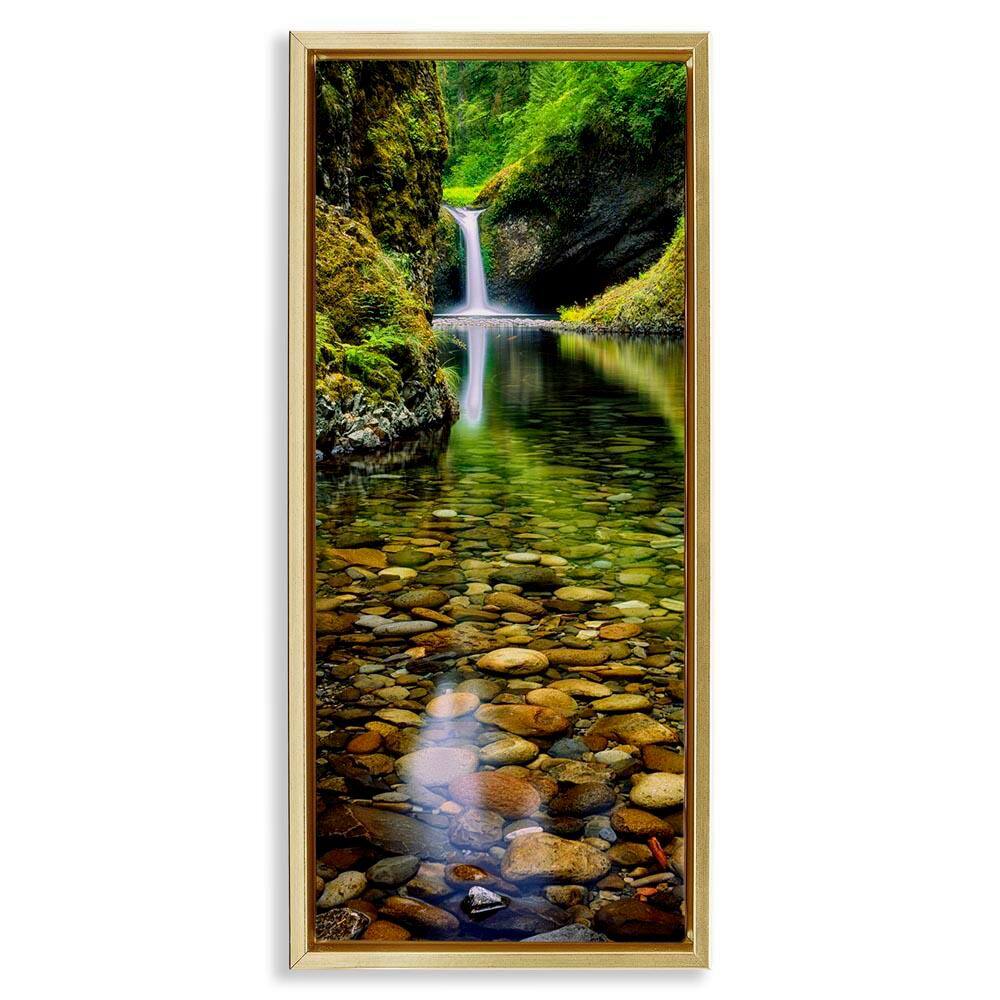 Clear Stream Waterfall Photography by Dennis Frates Gold Floater Frame Graphic Art Print Nature 25 in. x 11 in. price history on PriceWatchPro