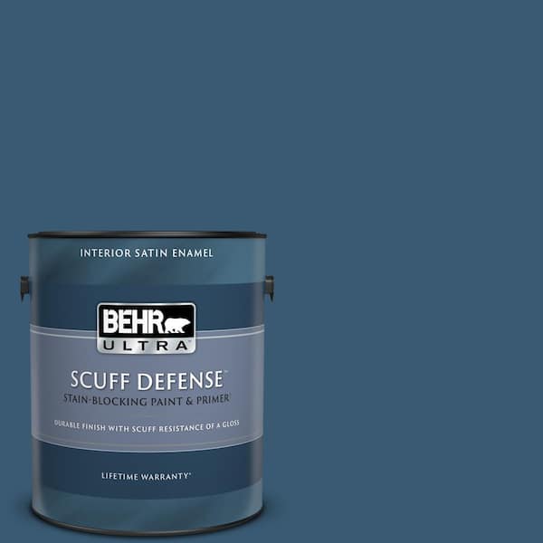 BEHR ULTRA 1 gal. #M500-6 Express Blue Extra Durable Satin Enamel Interior Paint & Primer