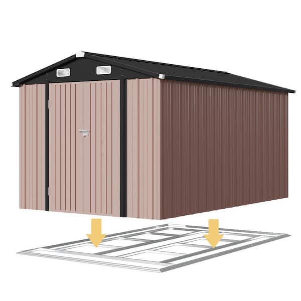 Sizzim 8 ft. W x 6 ft. D Storage Metal Shed with Floor Foundation