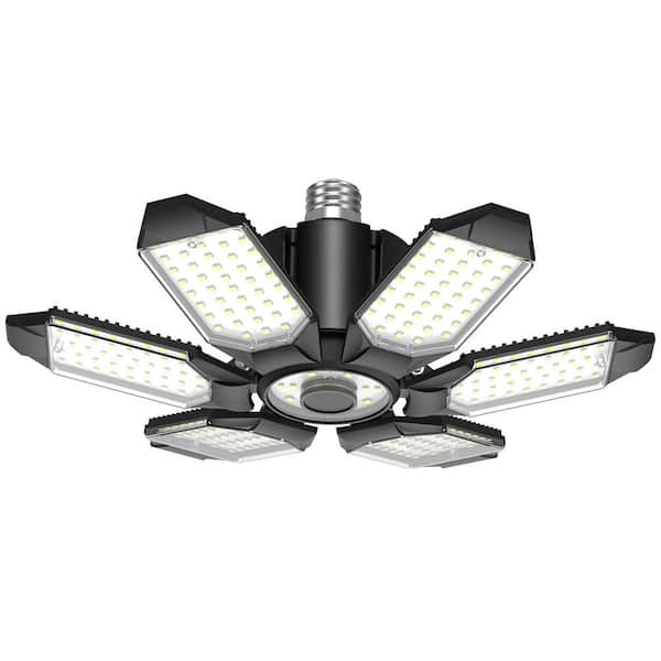110 V 150W 15,000-Lumen 6500K Deformable LED Garage Work  Light Bulb with 6-Adjustable Panels, E26/E27