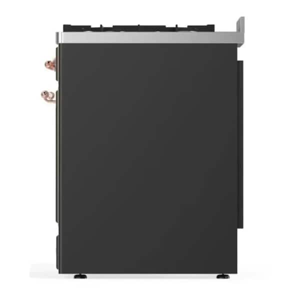 Majestic II 30 in. Single Oven Dual Fuel Range with 5 Sealed Burners, Glass Door, Copper Trim in Graphite Matte