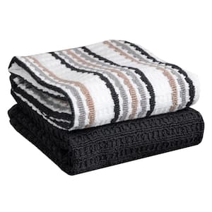 RITZ T-fal Grey Solid and Stripe Cotton Waffle Terry Kitchen Towel (Set of  4) 68554 - The Home Depot