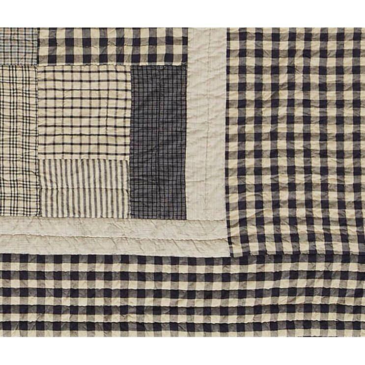 Navy Cotton Reversible King Quilt with Patchwork Design