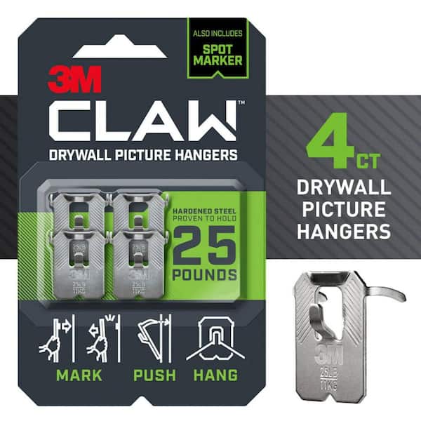 3M CLAW 25 lbs. Drywall Picture Hanger with Temporary Spot Marker (Pack of 16-Hangers and 16-Markers)