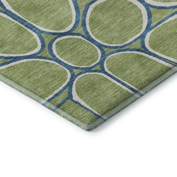 Mayfield Premium Machine Washable Abstract AMF1041 Aloe 3 ft. x 4 ft. Area Rug