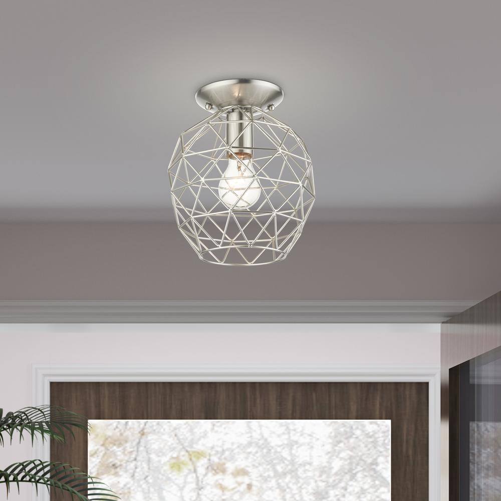 Geometrix Brushed Nickel 8" Contemporary Flush Mount Light