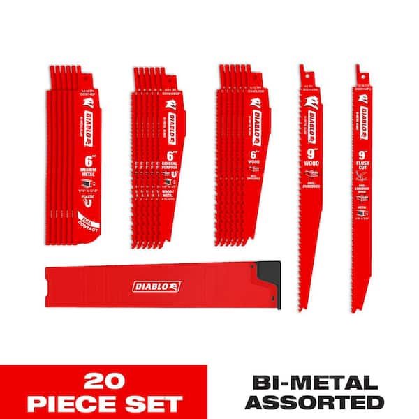Bi-Metal Reciprocating Saw Blade Set (20-Piece)