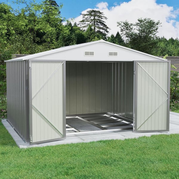 Patiowell 10 ft. W x 8 ft. D Frame Included Metal Storage Shed for Outdoor, Steel Yard Shed with Lockable Door (85 sq. ft.)