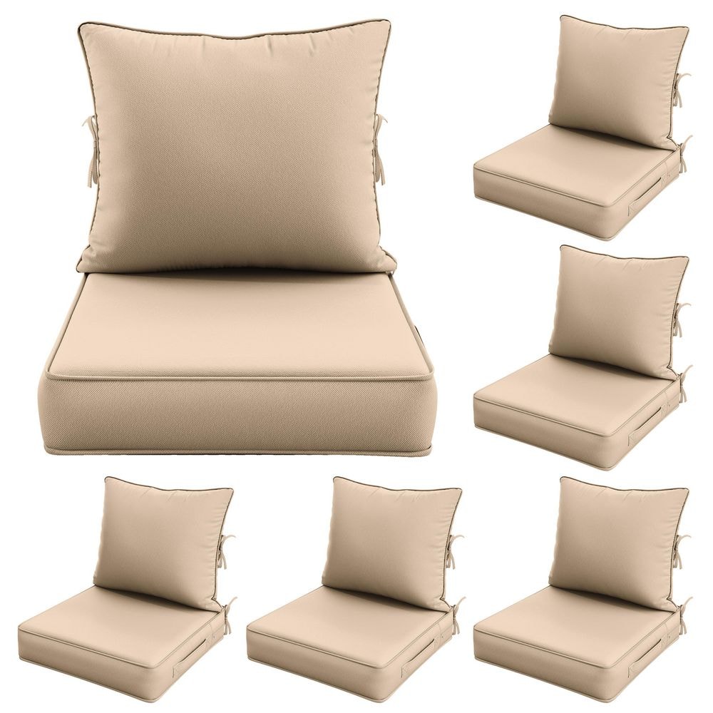 19 in. x 19 in. x 4 in. (6-Pack) Water-Resistant Outdoor Patio Furniture Replacement Deep Seat Cushions, Sand price history on PriceWatchPro
