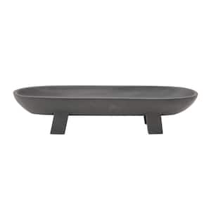 21.25 in. W x 4.5 in. H x 6 in. D Oval Black Wood Serving Tray