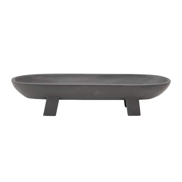 Storied Home 21.25 in. W x 4.5 in. H x 6 in. D Oval Black Wood Serving Tray