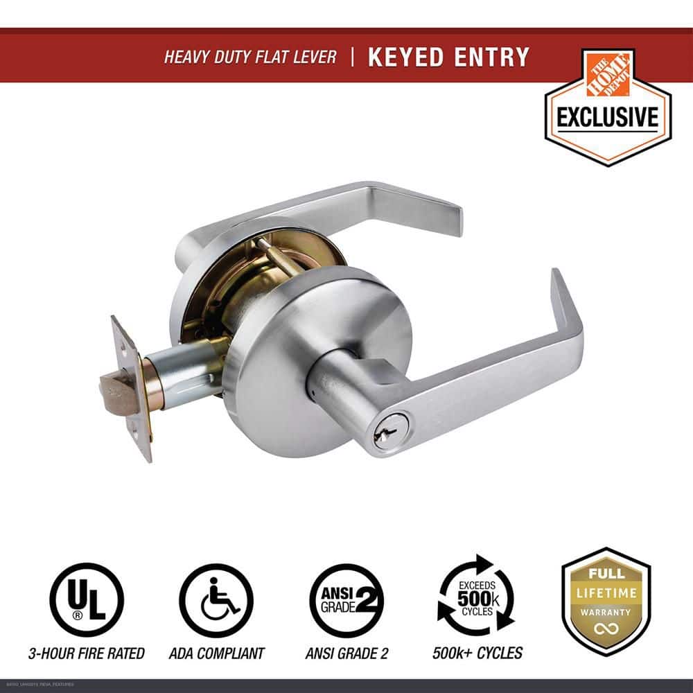 Heavy Duty Commercial Entry Lever Cylindrical Chassis ADA UL 3-Hour Fire ANSI Grade 2 Satin Chrome price history on PriceWatchPro