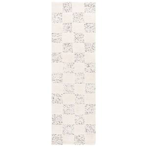 SAFAVIEH Natura 4 ft. x 6 ft. Ivory/Black High-Low Checkered Distressed ...