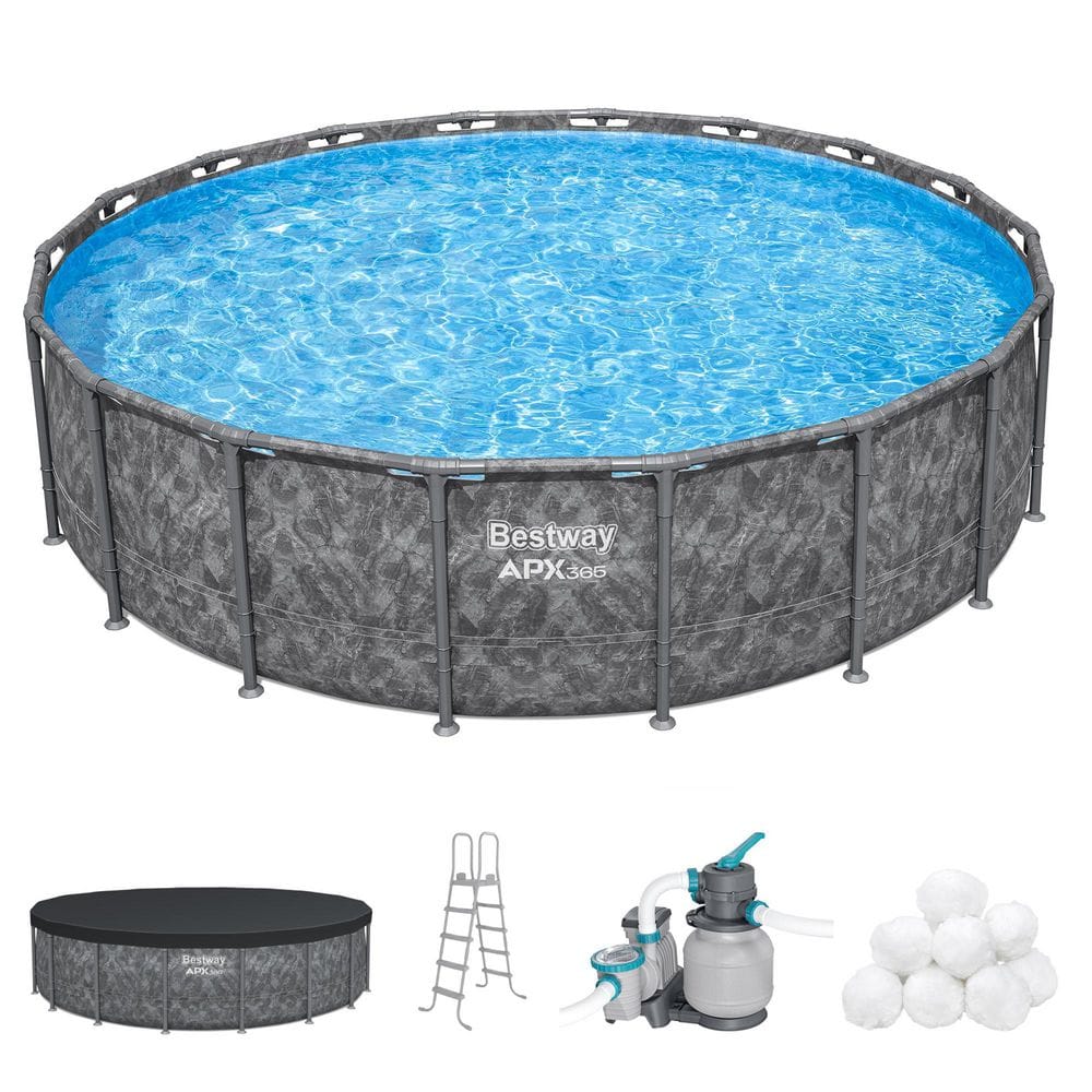Bestway APX 365 18 ft. Round 52 in. Deep Above Ground Pool Set
