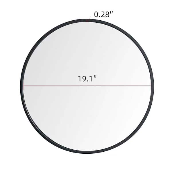 Tileon 19.7 in. W x 19.7 in. H Small Round Metal Framed Wall Bathroom Vanity Mirror in Black