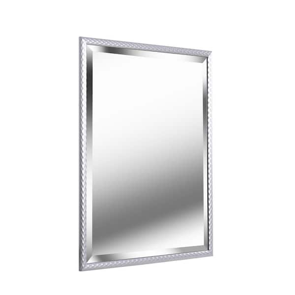 Manor Brook Medium Rectangle Silver Beveled Glass Modern Mirror (29.5 in. H x 23.5 in. W)