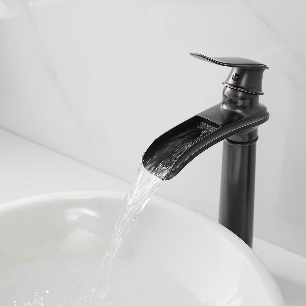 Oil-Rubbed Bronze Waterfall Bathroom Vessel Sink Faucet