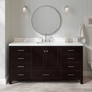 Cambridge 66.25 in. W x 22 in. D x 36 in. H Single Sink Freestanding Bath Vanity in Espresso with Carrara Quartz Top