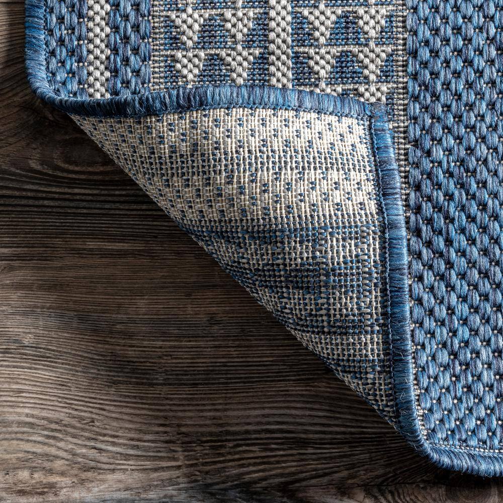 Blue Rectangular Synthetic Easy Care Indoor/Outdoor Rug