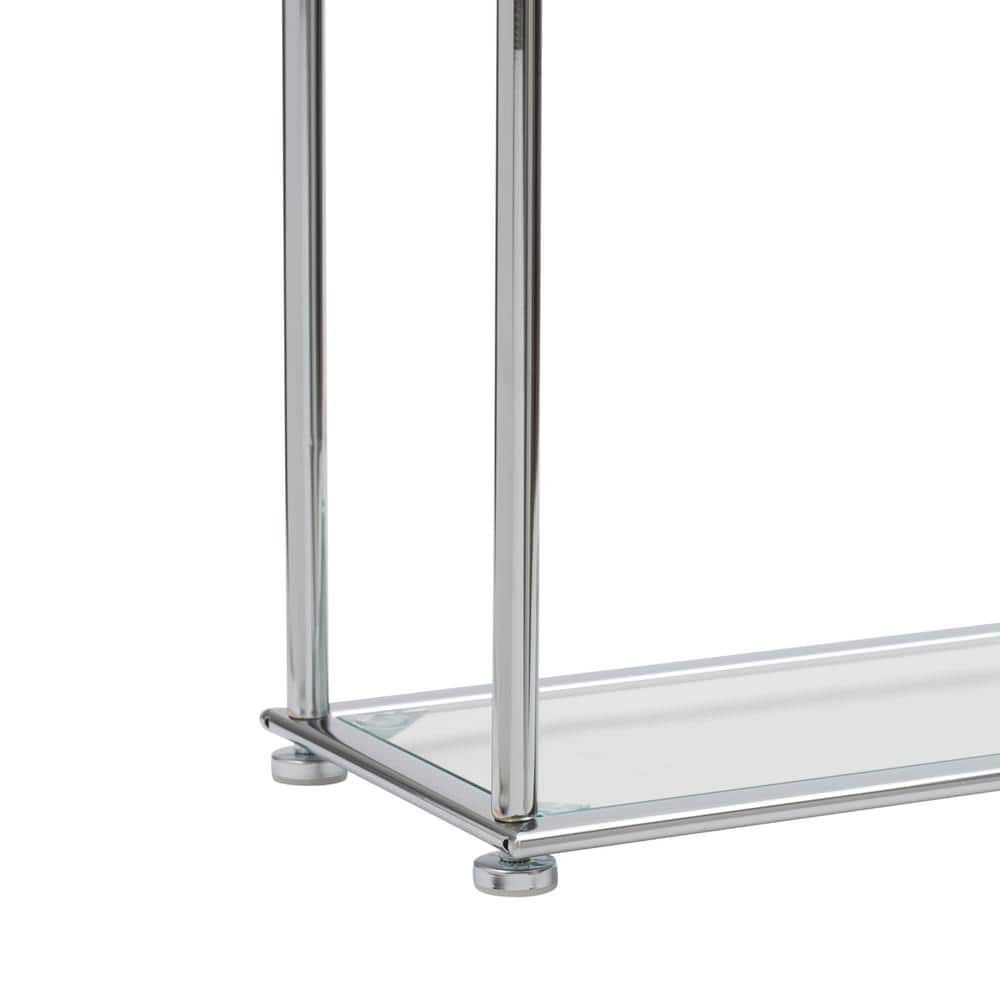 Chrome and Acrylic Freestanding 3-Bar Towel Rack with Shelf