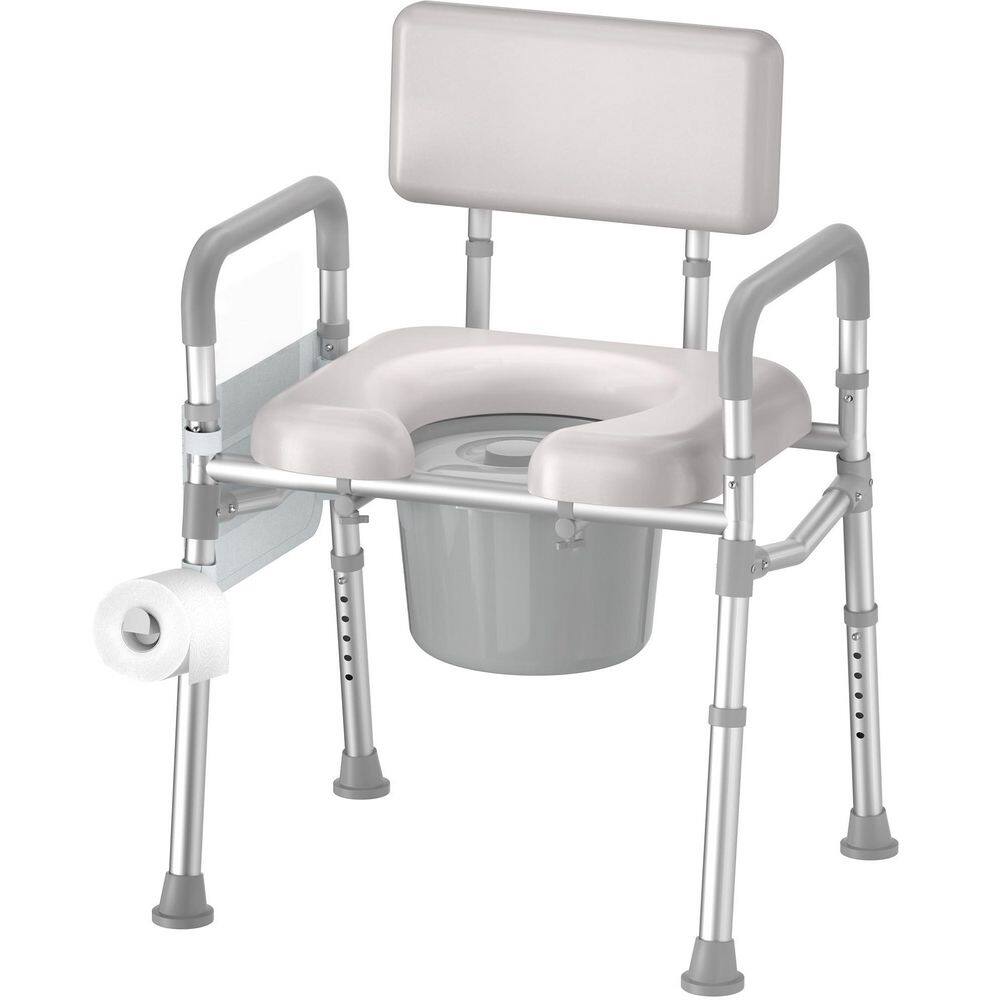 Numhew Bedside Commode Chair with Padded Seat Backrest, Aluminum Dual ...