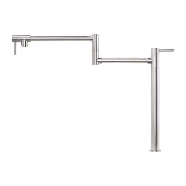 Deck Mounted Pot Filler with Double Handle in Brushed Nickel