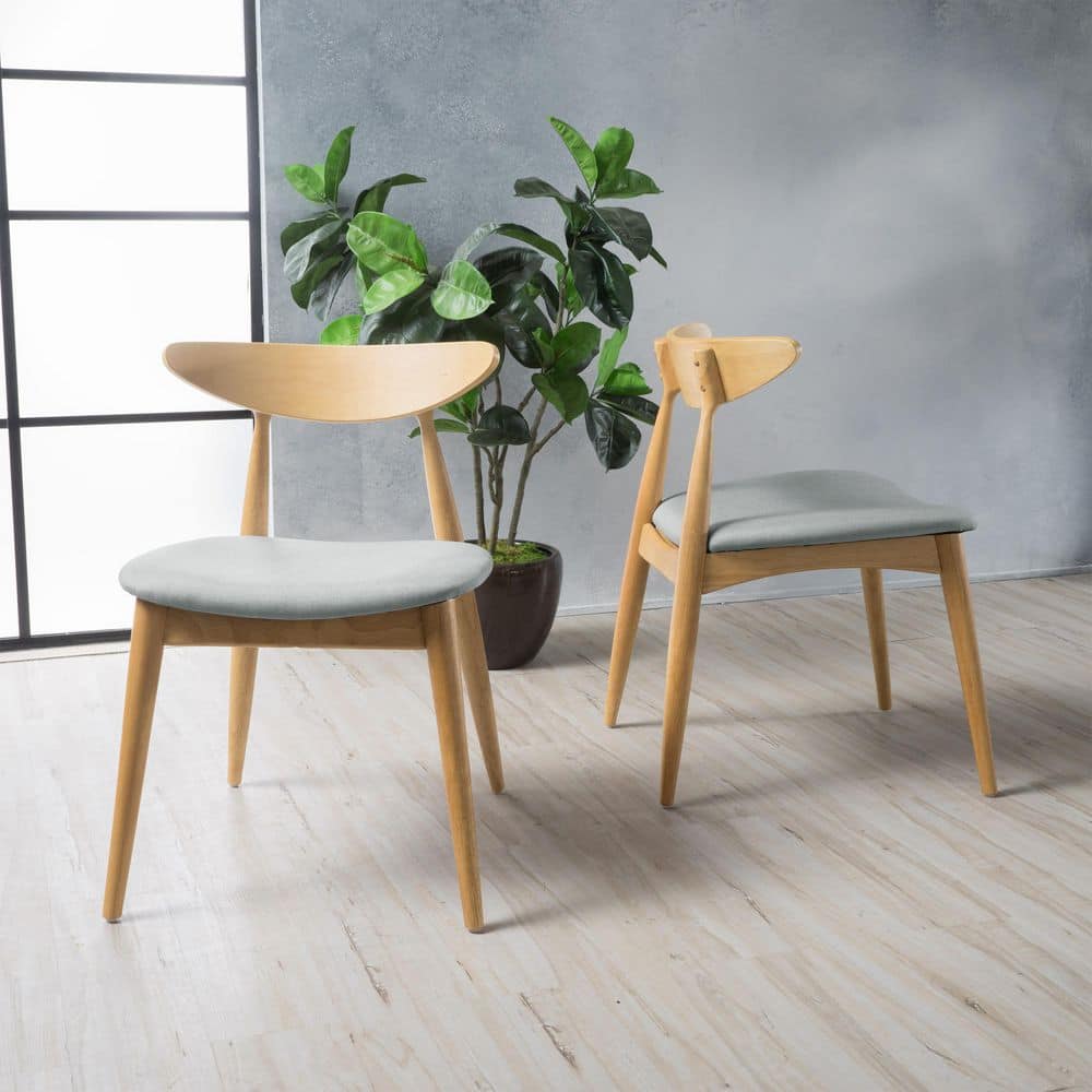 Tessa Beige and Natural Oak Upholstered Mid-Century Modern Dining Chairs, Solid Wood, (set of 2) price history on PriceWatchPro