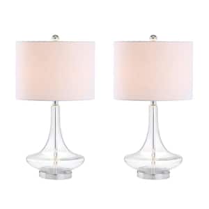 Cecile 25.5 in. Clear/Chrome Glass Teardrop Table Lamp (Set of 2)