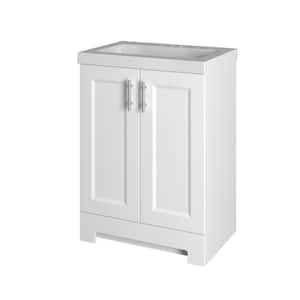 Brindle 24.5 in. W x 16.25 in. D x 33.8 in. H Single Sink Bath Vanity in White with White Cultured Marble Top