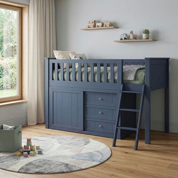 bunk bed with dresser Twin Low Loft Bed With 2 Dressers – Max and Lily