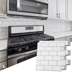 12 in. x 12 in. Vinyl Peel and Stick Tile New Version Warm White with Gray Grout for Kitchen Backsplash (8.2 sq.ft./Box)