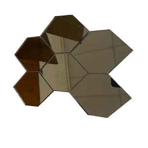 Reflections Gold Honeycomb Mosaic 9 in. x 12 in. Glass Mirror Peel and Stick Tile (5.2 sq. ft./Case)