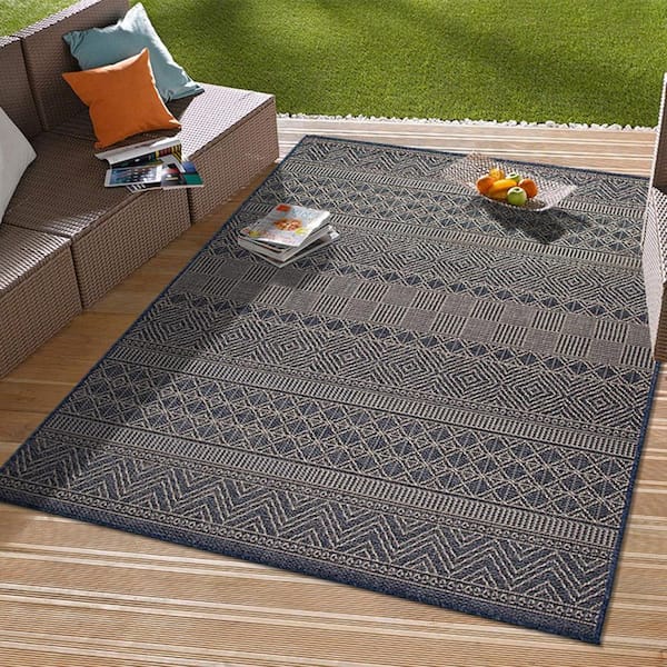 All Weather Outdoor Area Rug in Custom and 15 Standard Sizes-De Janeir 