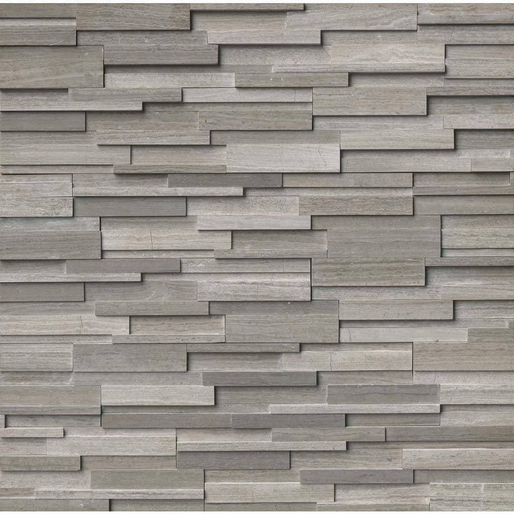 MSI Take Home Tile Sample - Gray Oak 3D Ledger Panel 6 in. x 6 in. Honed Marble Wall Tile -  MGRYOAK624-SAM