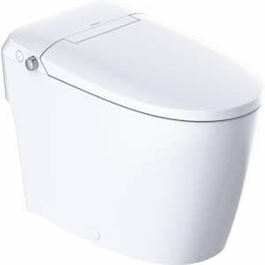 Non-Electric Elongated Bidet Toilet 1.0 GPF in White with ADA Chair Height, Foot Kick to Flush, Map Flush 1000g