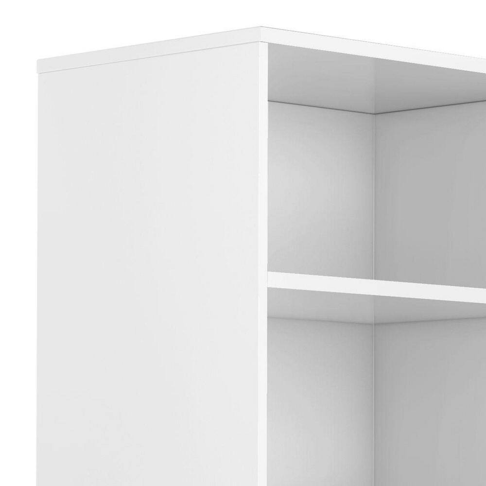 Transitional Solid Hardwood Adjustable Bookcase with Storage in White