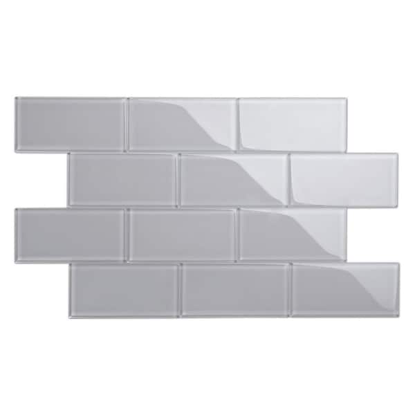 Giorbello Lavender Gray 3 in. x 6 in. x 8mm Glass Subway Wall Tile (5 sq. ft./Case)