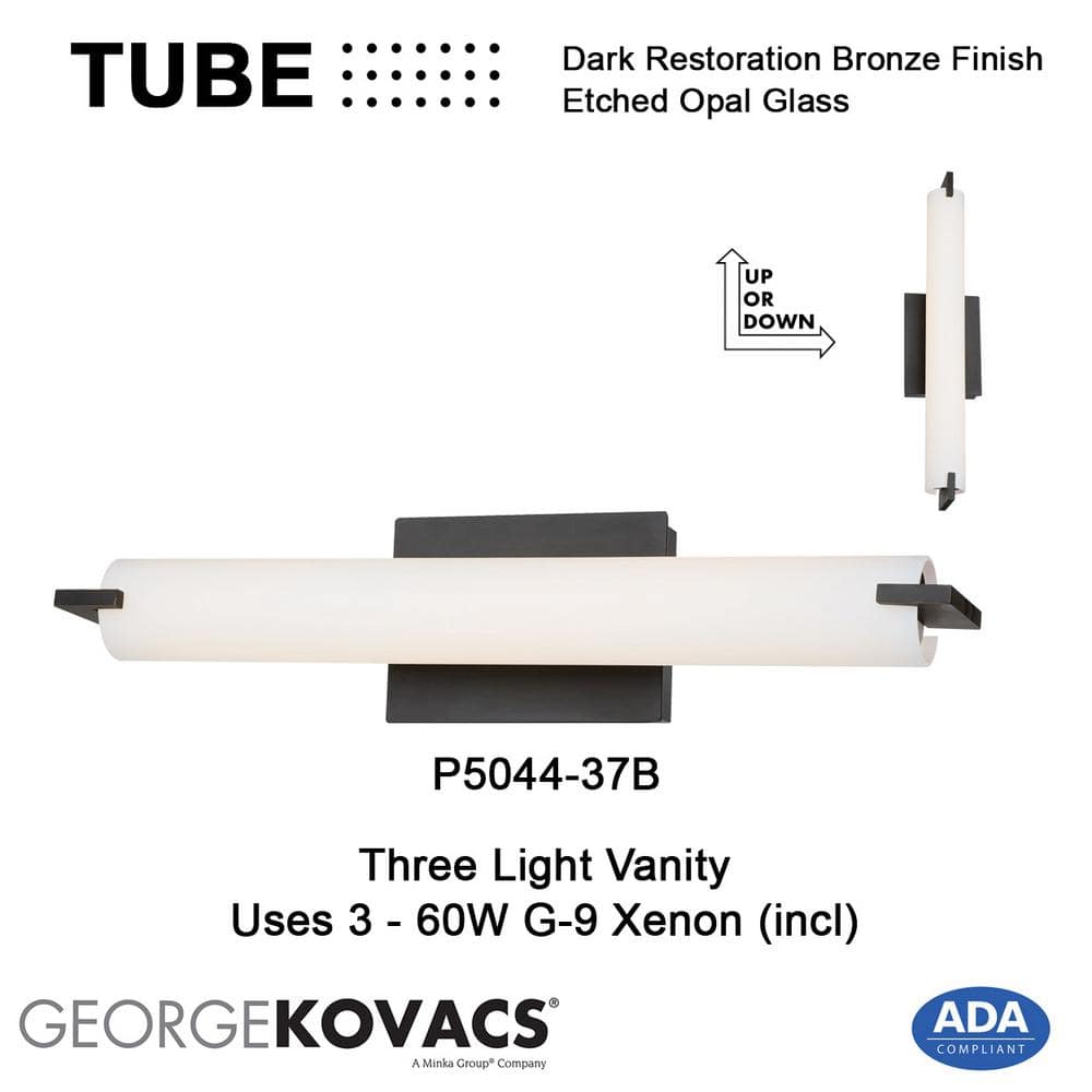 Dark Restoration Bronze 3-Light Dimmable Glass Bath Bar