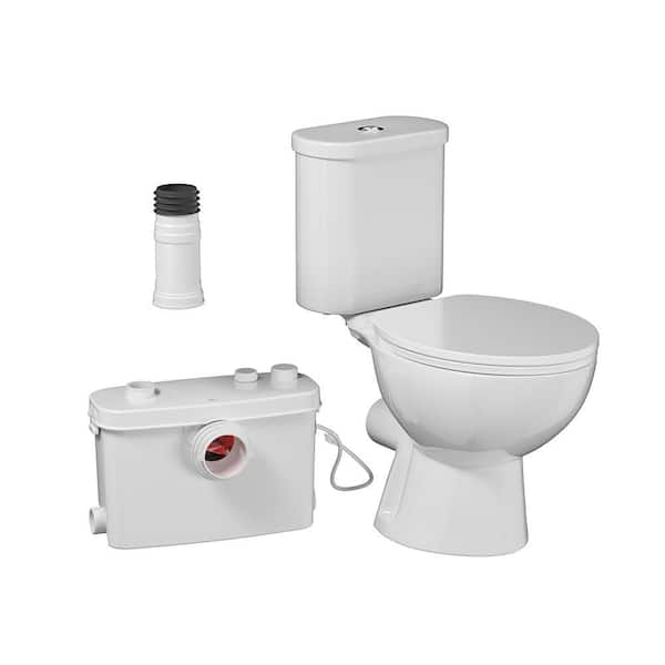 Two-Piece Macerating Toilet with 0.67 HP Pump for Basement Upflush Systeme, Sewerage Pump for Toilet Laundry Sink Shower