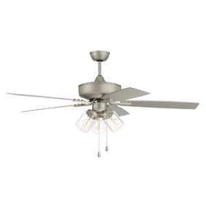 Outdoor Pro Plus-104 52 in. Indoor/Outdoor Dual Mount Painted Nickel Ceiling Fan with 3-Light LED Light Kit