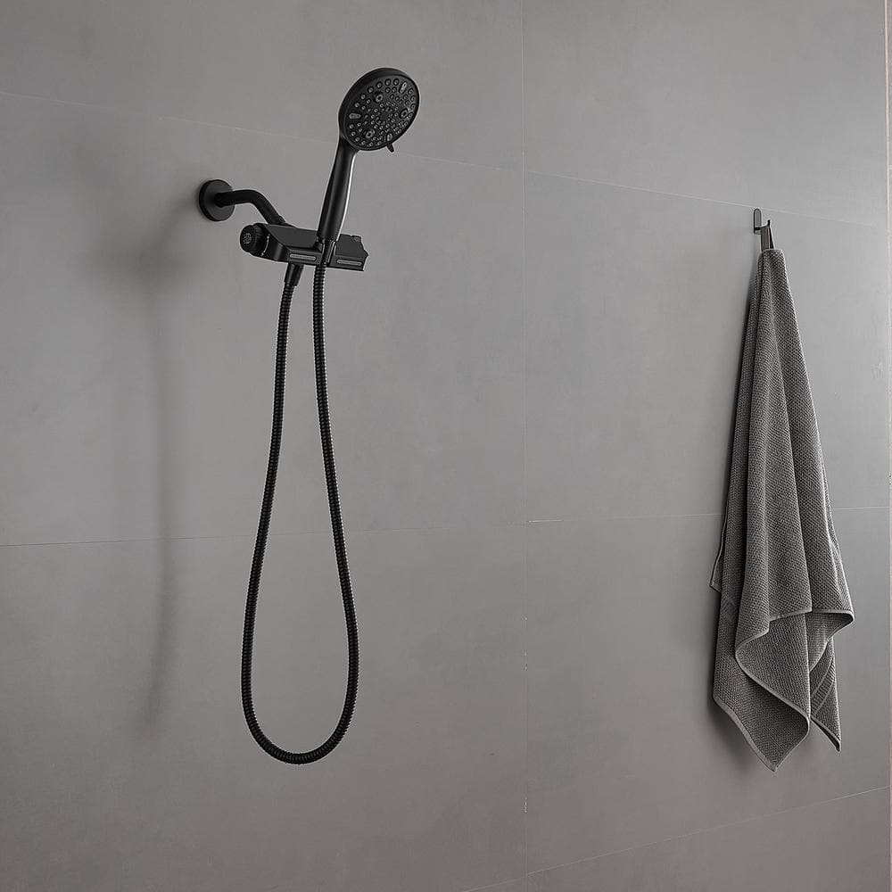 Matte Black Dual Shower Head with Handheld and Stainless Steel Hose