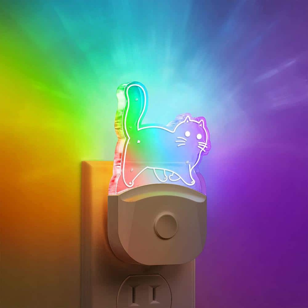 YANSUN 0.5-Watt Plug in Color-Changing Kids Night Light with Dusk-to-Dawn Sensor for Bathroom, Kid Room (2-Pack)