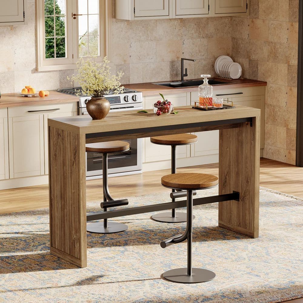 Kearsten 37 in. H Wooden Rectangular Bar Table Seats 2