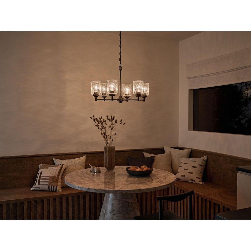 Winslow Black 6-Light Chandelier with Clear Seeded Glass