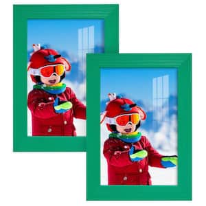 Grooved 5 in. x 7 in. Green Picture Frame (Set of 2)