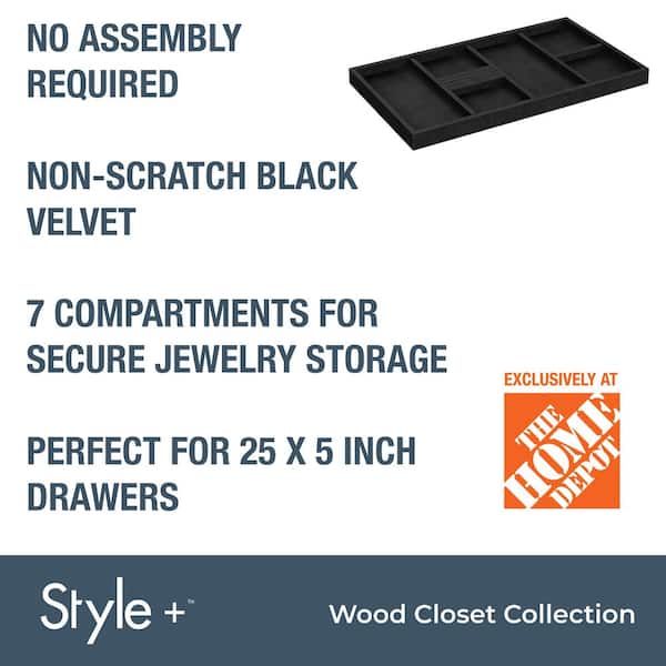 Style+ 22 in. W Black Velvet Jewelry Tray