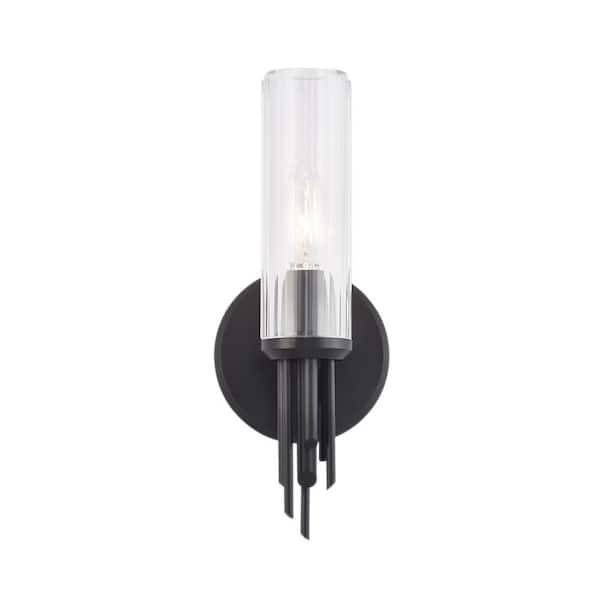 ALORA Torres 3-in 1 Light 40-Watt Clear Ribbed Glass/Matte Black Vanity Light